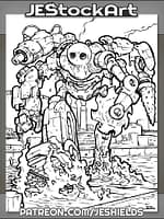 Leviathan Mechanical Monster Wading Thru River by Jeshields
