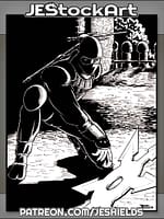 Ninja In Alleyway Shadows Throwing Star by Jeshields