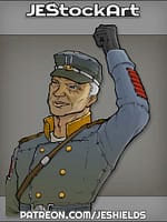 Experienced General in Military Uniform Raises Fist by Jeshields