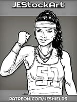Hispanic Athlete In Tanktop Wearing Headband And Necklaces by Jeshields