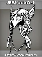 Winged Avian Themed Helm With Feathers And Beaded Strap by Jeshields