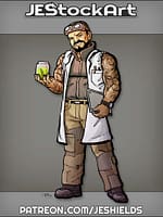 Tattooed Scientist In Ripped Lab Coat by Jeshields