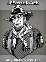 Middle Aged Buffalo Soldier With Dark Vestment In Hat by Jeshields