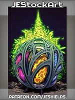 Alien Orb With Mystic Writing Shooting Energy Into The Sky by Jeshields