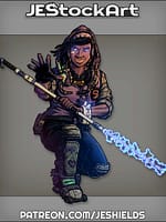Urban Mystic In Hoodie And Braceket With Energy Staff by Jeshields
