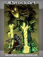 Frantic Cybernetic Adventurer Flees Glowmental That Blasts Friend by Jeshields