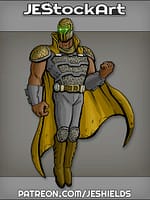 Hero In Mask with Glowing Eyes and Cape by Jeshields