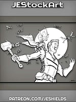 Adventurer With Warhammer Attacked By Swarm by Jeshields