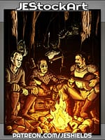 Adventuring Party At Camp While Orcs Sneak Up by Jeshields