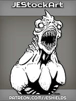 Alien Fish Race With Long Sharp Teeth And White Eyes by Jeshields