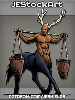 Bald Centaur With Deer Antlers Carrying Water by Jeshields