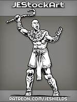 Bald Egyptian Yelling With Raised Cane And Open Hand by Jeshields