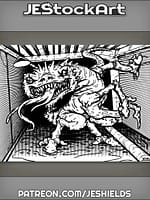 Crawling Monster With Legs And Tentacles In Sewer Hall by Jeshields