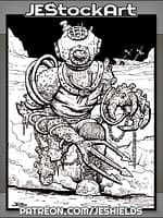 Deep Sea Diver Golem With Trident Arm by Jeshields
