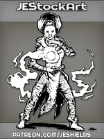 Female African Mage Casts Swirling Orb Spell by Jeshields