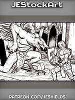 Female Paladin With Crystal Hammer Vs Vulture Demon by Jeshields