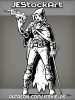 Female Rogue In Tattered Hooded Robe With Rapier And Dragon Eye by Jeshields