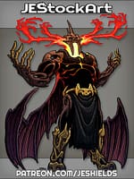 Fire Demon With Elongated Limbs And Antlers And Boned Wings by Jeshields