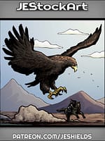 Giant Bird Chasing Knight On Hores by Jeshields