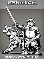 Halfling Warrior Wielding Sabre With Armored Dog Mount by Jeshields