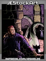 Human Rogue Hiding From Cultists In Tentacled Temple by Jeshields