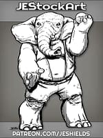 Humanoid Elephant Child In Vest With Ball by Jeshields