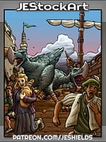 Innocent Civilians Flee Axe Beaks On Dock by Jeshields