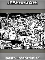 Large Creature Emerges From Vat Inside Wizard Lab by Jeshields