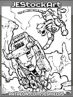 Mechanical Cougar Attacking Wooden Loom Bison by Jeshields