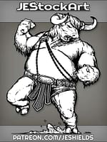 Minotaur With Barreled Chest And Long Hair In Chains by Jeshields