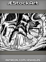 Mushroom Dungeon With Steps And Torches by Jeshields