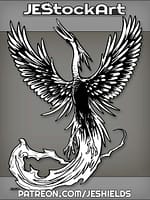 Phoenix Rising With Long Beak And Trail Of Flame by Jeshields