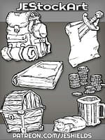 Pirate Pile of Camping Gear and Treasure by Jeshields