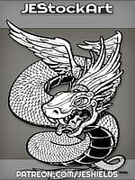 Quetzacoatal With Stone Skull Head And Dark Underbelly by Jeshields