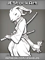 Samurai Rabbit In Gi Drawing A Sword by Jeshields