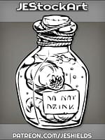 Sealed Potion Bottles With Fat Worm And Warning Label A by Jeshields