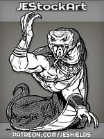 Serpent Folk Wearing Harness And Neck Chokers With Rings by Jeshields