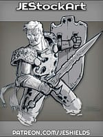 Sketchy Knight with Fancy Sword and Shield by Jeshields