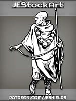 Travelling Elven Monk With Walking Stick And Prayer Ribbon by Jeshields