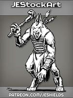 Tribal Werewolf With Wooden Chest Armor And Stone Hatchet by Jeshields