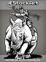 Tribal Wizard With Staff Riding Rhinoceros Mount by Jeshields