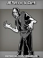 Vampire Nosferatu With Elongated Limbs And Hunched Back In Hooded Robe by Jeshields