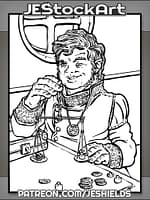 Wealthy Halfling Weight Coins In His Office by Jeshields