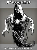 Wraith With Glowing Eyes Screaming In Tattered Robes And Chains by Jeshields