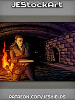 Young Thief Exploring Dungeon With Torch by Jeshields