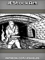 Young Thief Exploring Dungeon With Torch by Jeshields