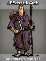 Young Traveling Monk With Pack Book And Staff by Jeshields