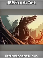 Prehistoric Gatherer Hiding From Dinosaur by Jeshields