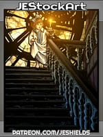 Young Child In Pajamas With Candle On Stairs by Jeshields