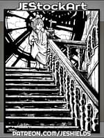 Young Child In Pajamas With Candle On Stairs by Jeshields